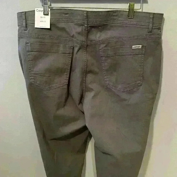 Calvin Klein NWT Gray Slim Fit Flex Waist Stretch 5 Pocket Denim Mens Jean 38W - Picture 6 of 15